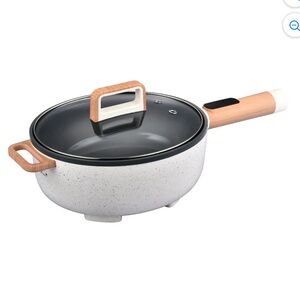 Pioneer Woman White Speckled Ceramic-Coated Electric Skillet with Glass Lid